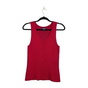 Ann Taylor Red 100% Silk Scoopneck Sleeveless Knit Top Sz M
